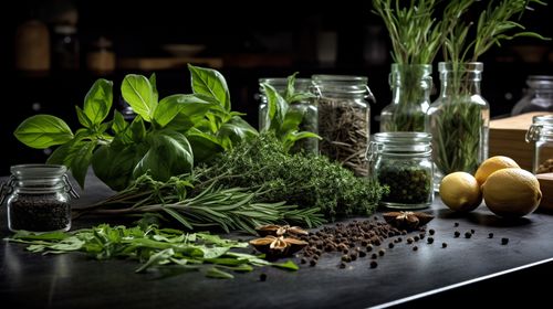 厨房器皿咖啡豆类 蔬菜瓜果调味 产品艺术场景 电商背景素材 ai原创数字艺术场景素材